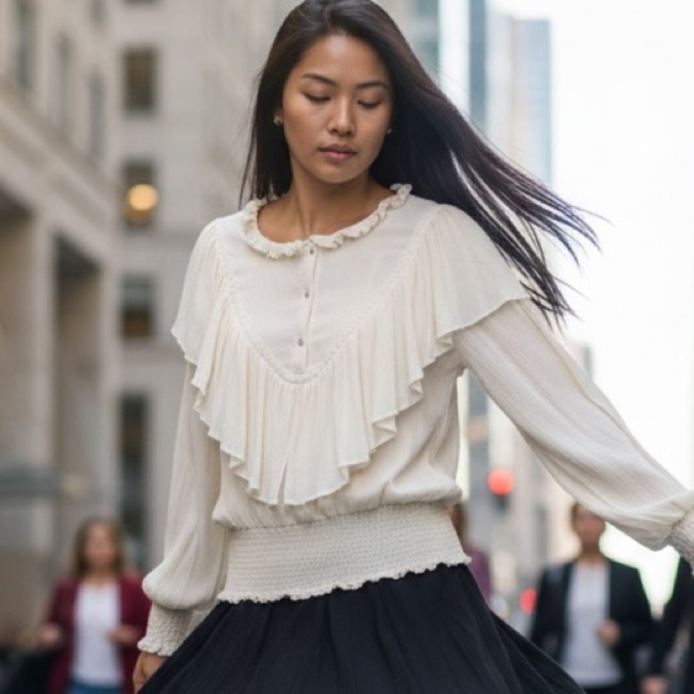 Oli & Hali Cream Ruffle Blouse